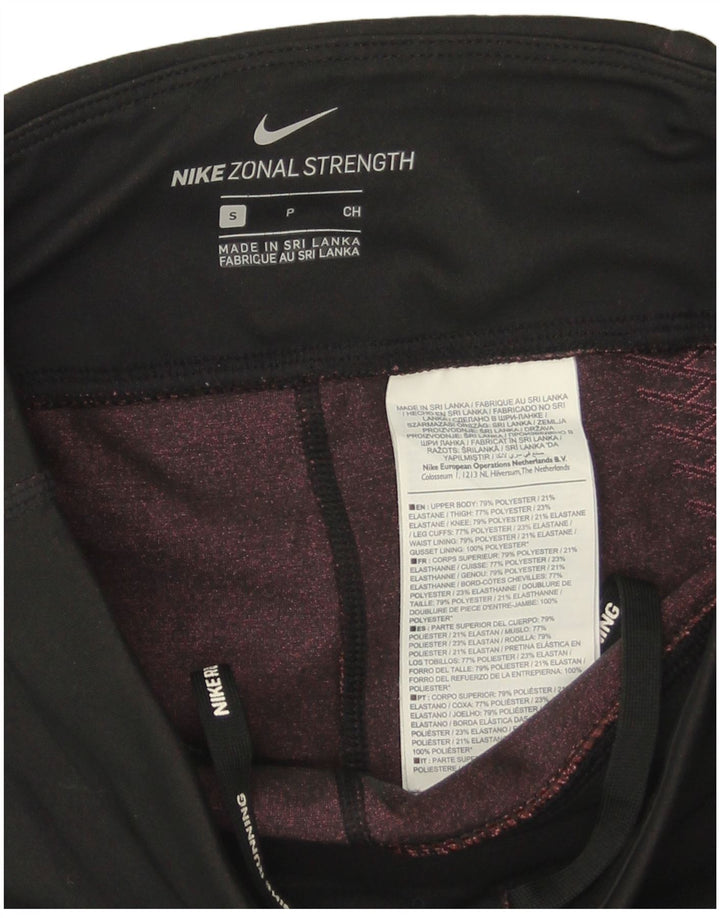 Nike Womens Dri Fit Capri Leggings UK 8 Small  Black Geometric Polyester
