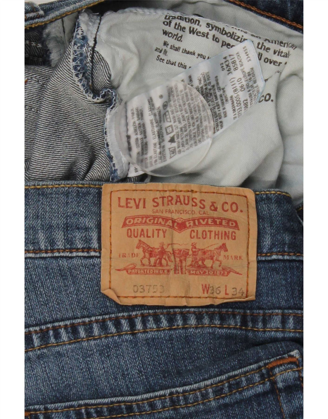 Levi's Mens Straight Jeans W36 L29 Blue Cotton
