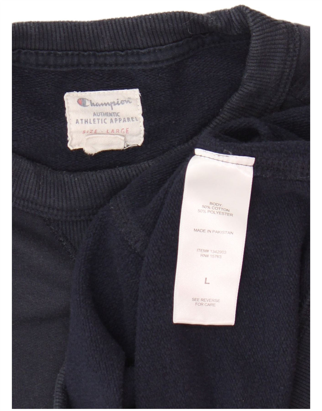 CHAMPION Mens Graphic Sweatshirt Jumper Large Navy Blue Cotton