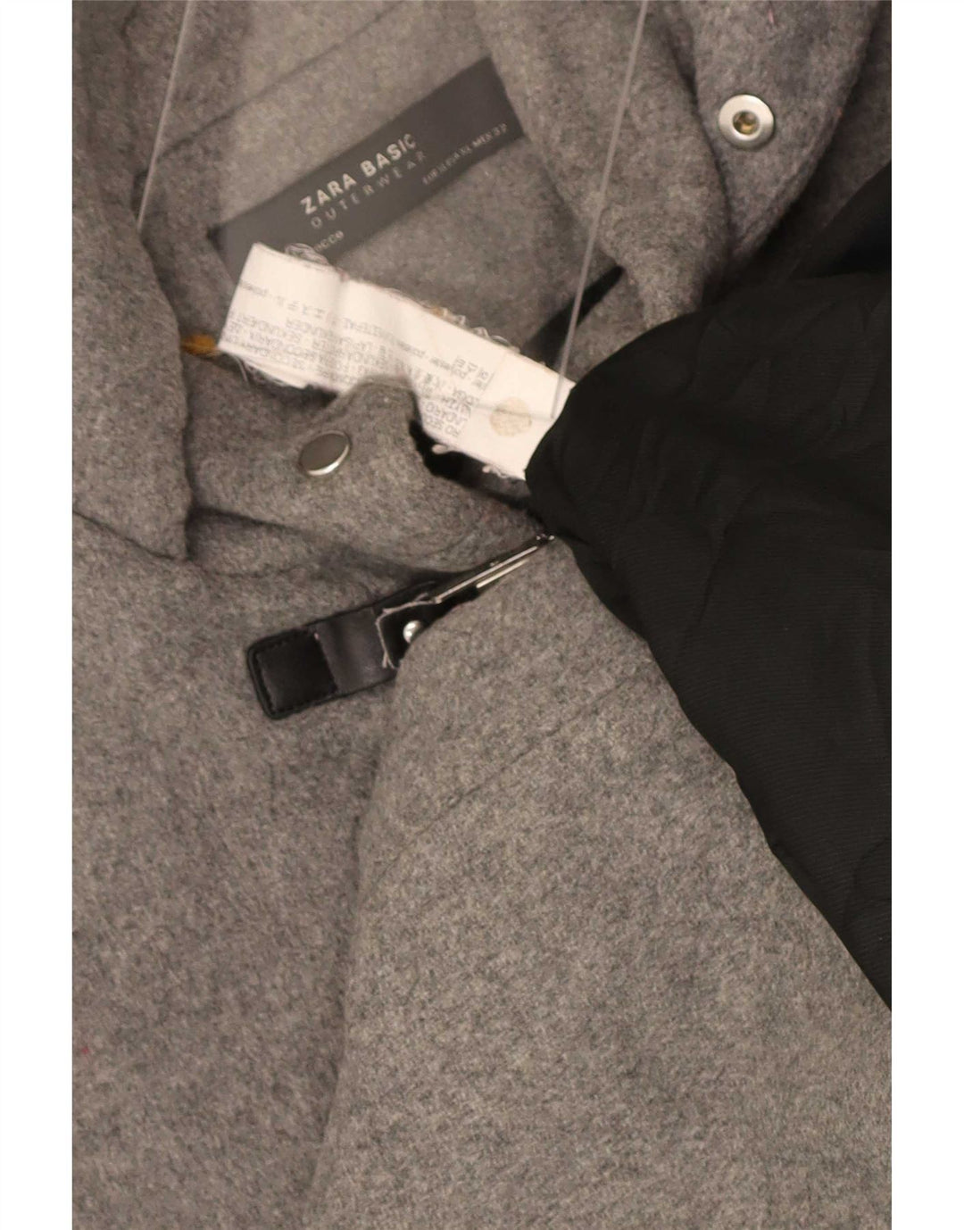 Zara Womens Hooded Duffle Jacket UK 18 XL Grey Polyester