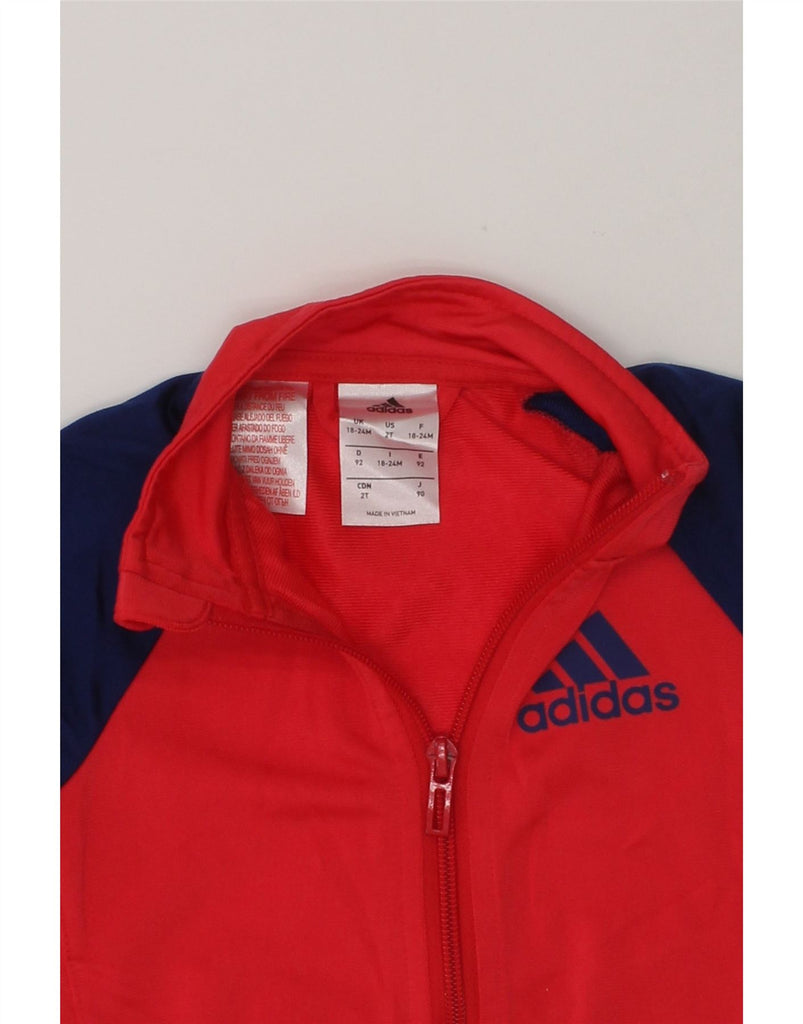 ADIDAS Baby Boys Graphic Tracksuit Top Jacket 18-24 Months Red Colourblock | Vintage Adidas | Thrift | Second-Hand Adidas | Used Clothing | Messina Hembry 