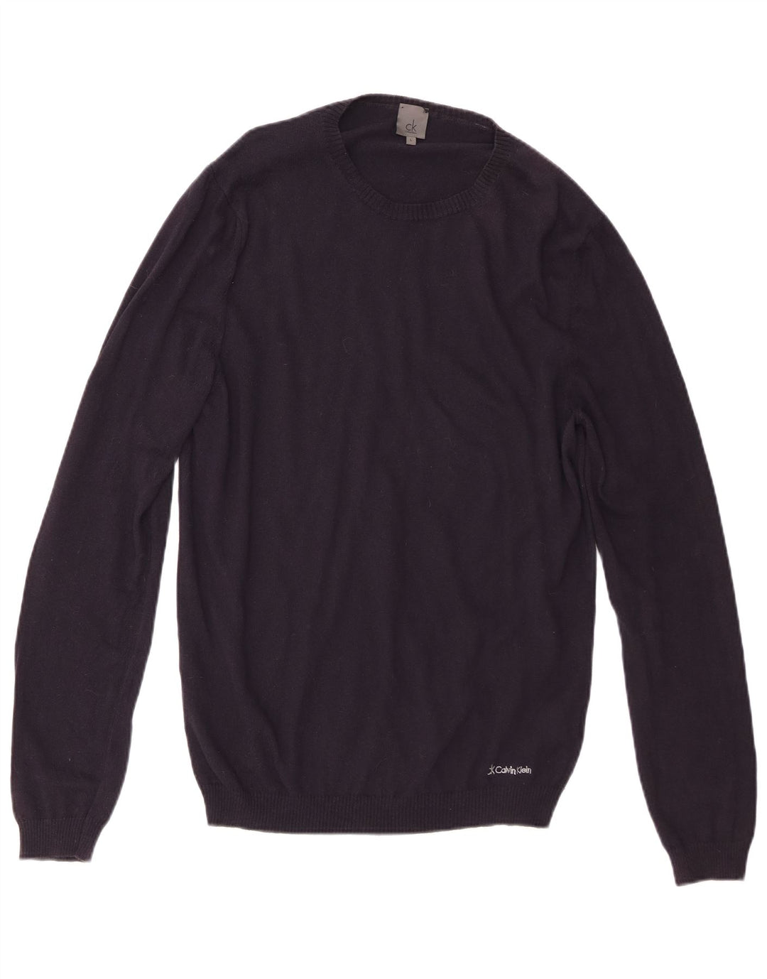 Calvin Klein Mens Crew Neck Jumper Sweater Large Navy Blue Cotton