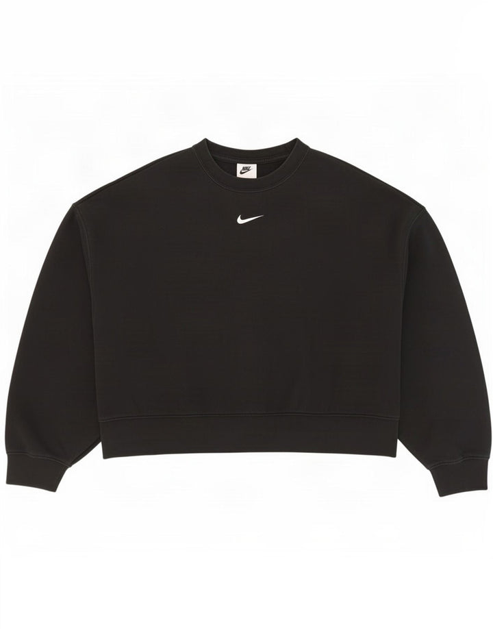 Nike Womens Oversized Sweatshirt Jumper UK 10 Small Black Cotton