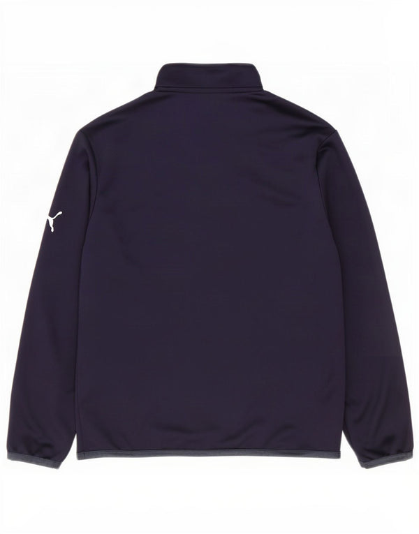Puma Boys Zip Neck Pullover Tracksuit Top 11-12 Years Navy Blue Colourblock