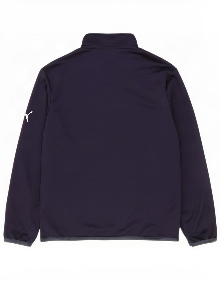 Puma Boys Zip Neck Pullover Tracksuit Top 11-12 Years Navy Blue Colourblock