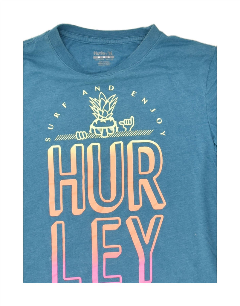 HURLEY Boys Graphic T-Shirt Top 10-11 Years Medium  Blue Polyester | Vintage Hurley | Thrift | Second-Hand Hurley | Used Clothing | Messina Hembry 