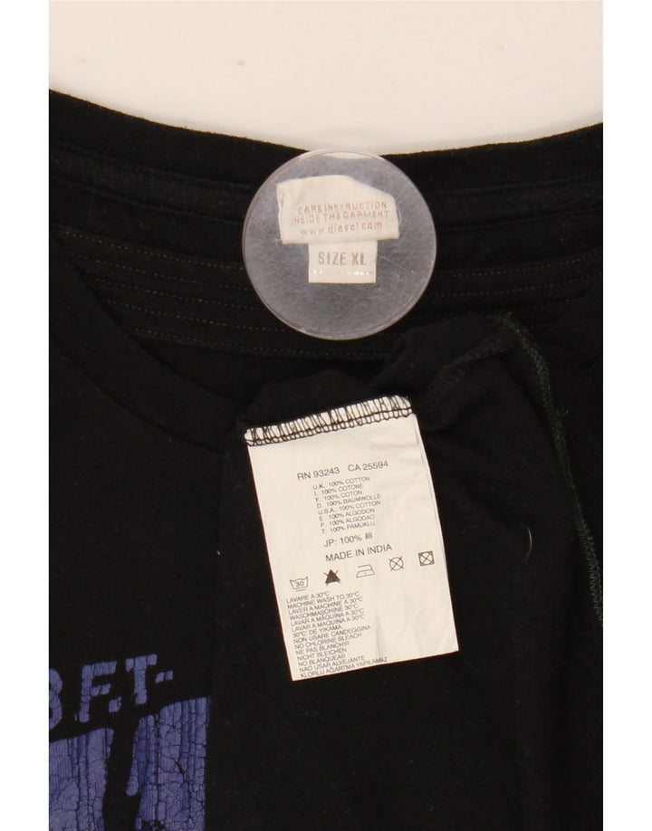 Diesel Mens Graphic T-Shirt Top XL Black Cotton