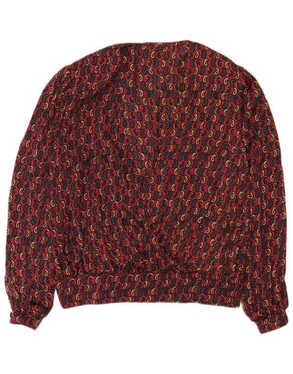 Vintage Womens Long Sleeve Blouse Top UK 16 Large Burgundy Paisley