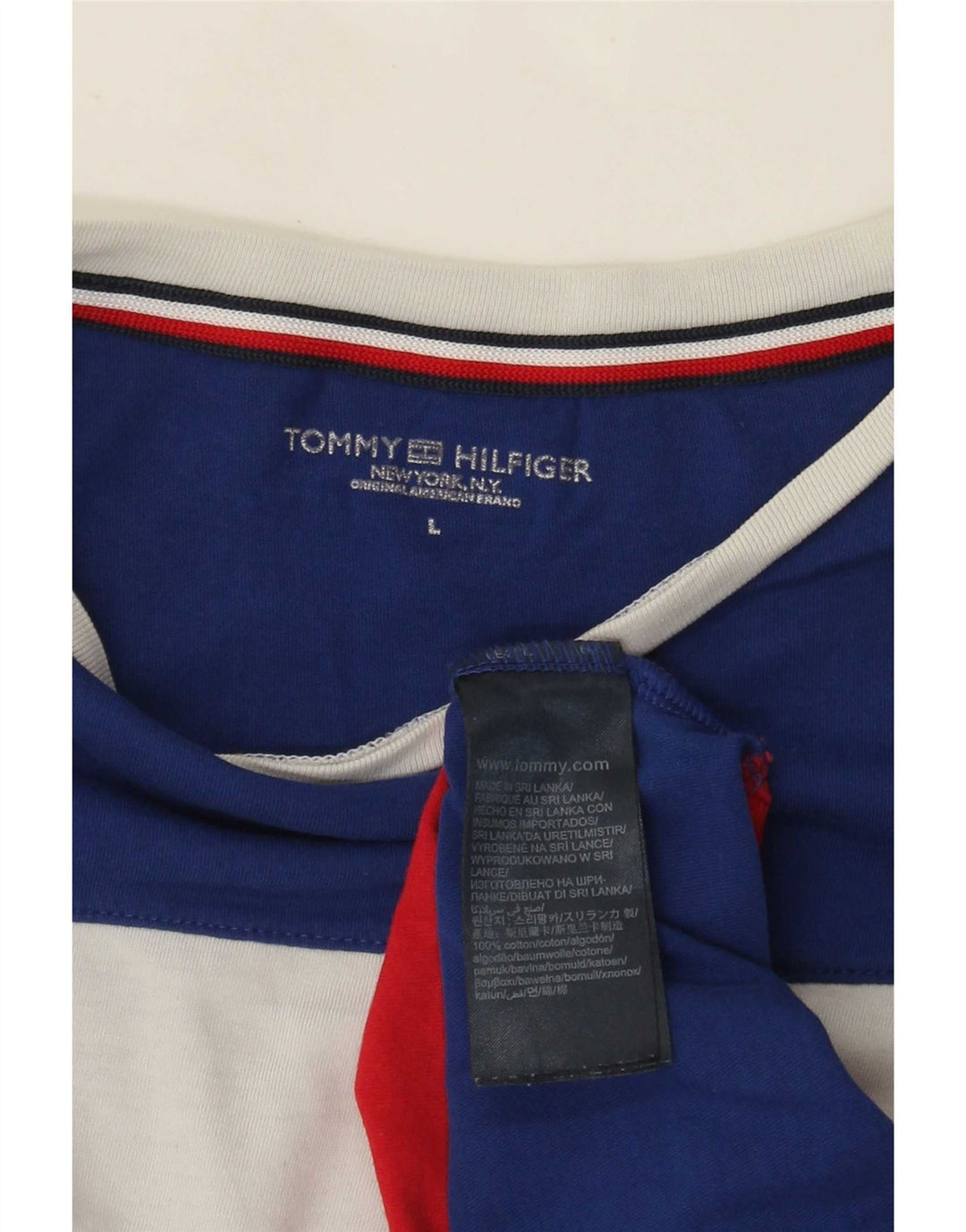 Tommy Hilfiger Mens Graphic T-Shirt Top Large Multicoloured Colourblock
