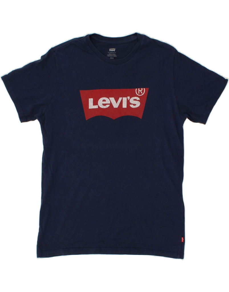 LEVI'S Mens Graphic T-Shirt Top Medium Navy Blue Cotton Vintage Levi's and Second-Hand Levi's from Messina Hembry 