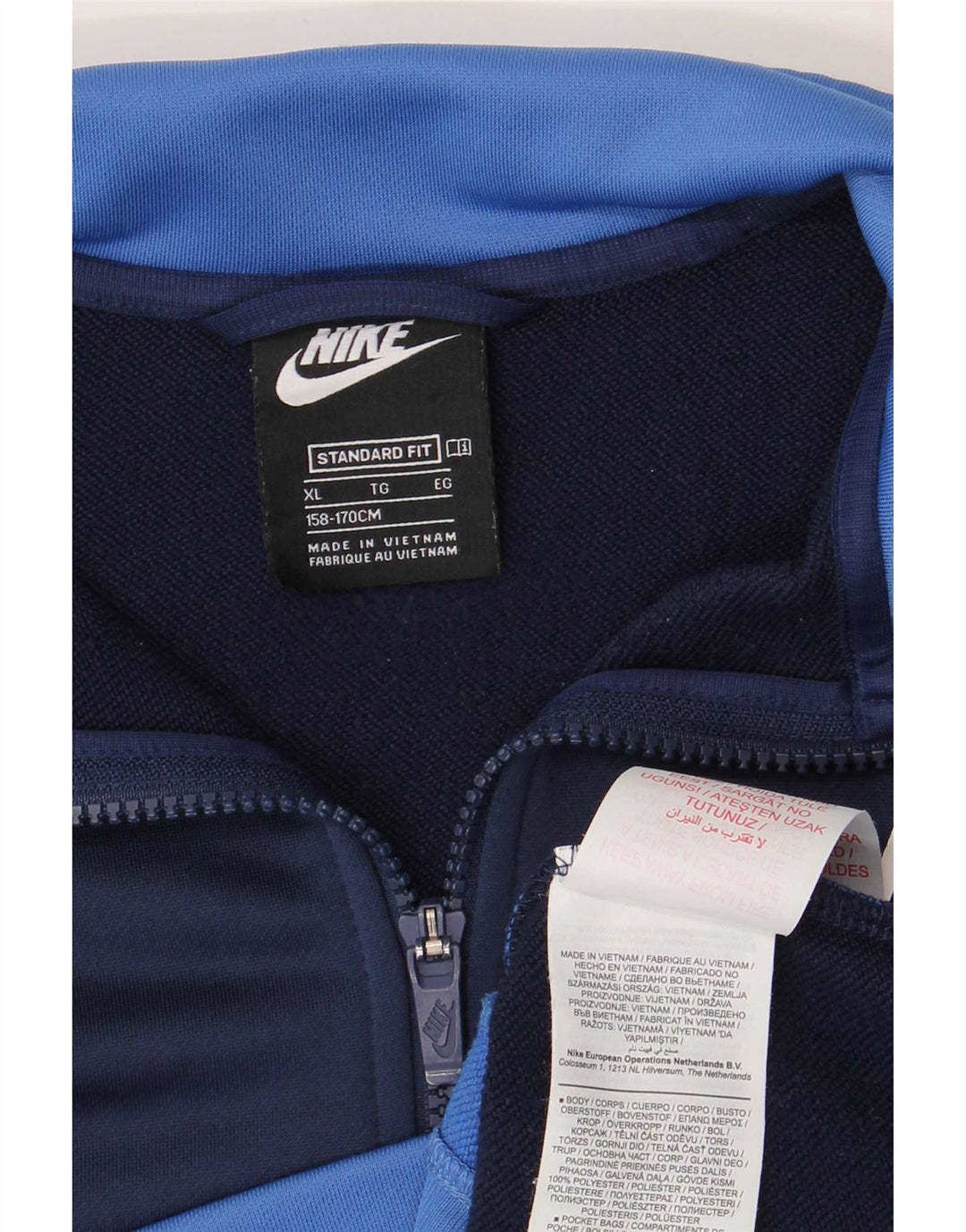 Nike Boys Standard Tracksuit Top Jacket 13-14 Years XL Blue Colourblock