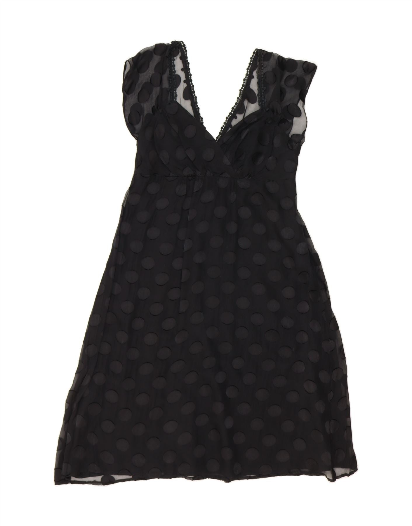 PRINCIPLES Womens Sleeveless A-Line Dress UK 10 Small Black Polka