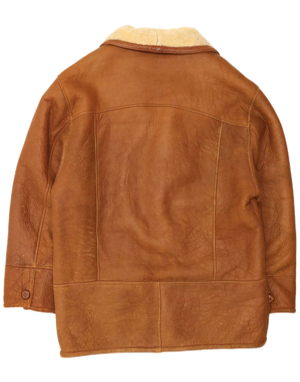 Vintage Mens Shearling Jacket UK 42 XL Brown Shearling
