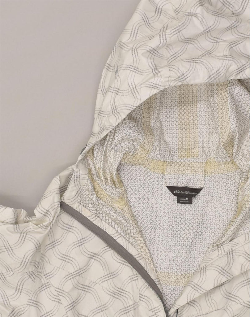 EDDIE BAUER Womens Hooded Rain Jacket UK 14 Medium White Check Nylon | Vintage Eddie Bauer | Thrift | Second-Hand Eddie Bauer | Used Clothing | Messina Hembry 