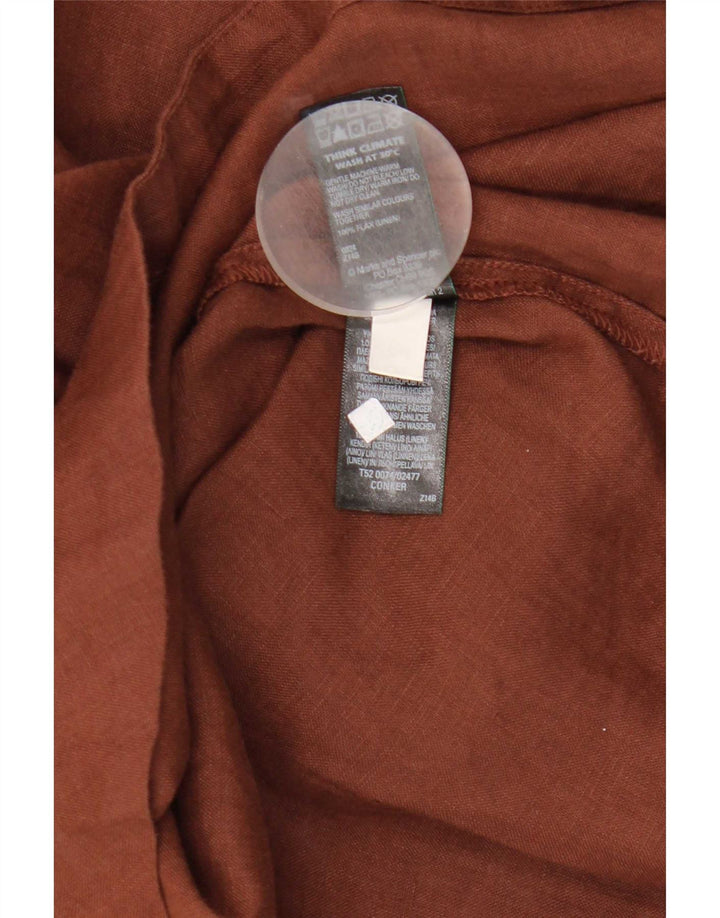 Marks & Spencer Womens Tunic Top UK 14 Large Brown Linen