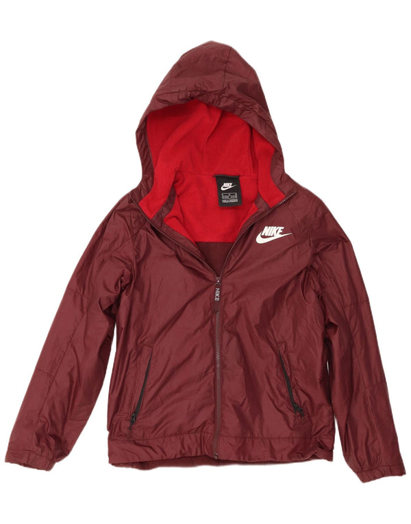 Nike Boys Hooded Windbreaker Jacket 13-14 Years XL Burgundy Polyester