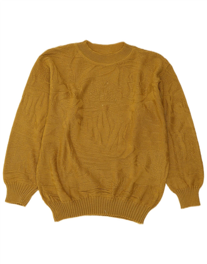 VINTAGE Womens Crew Neck Jumper Sweater UK 14 Medium Yellow