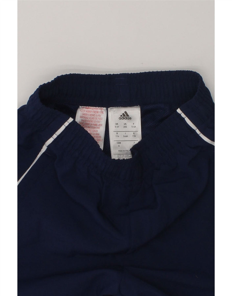 ADIDAS Boys Tracksuit Trousers 5-6 Years Navy Blue Polyester | Vintage Adidas | Thrift | Second-Hand Adidas | Used Clothing | Messina Hembry 