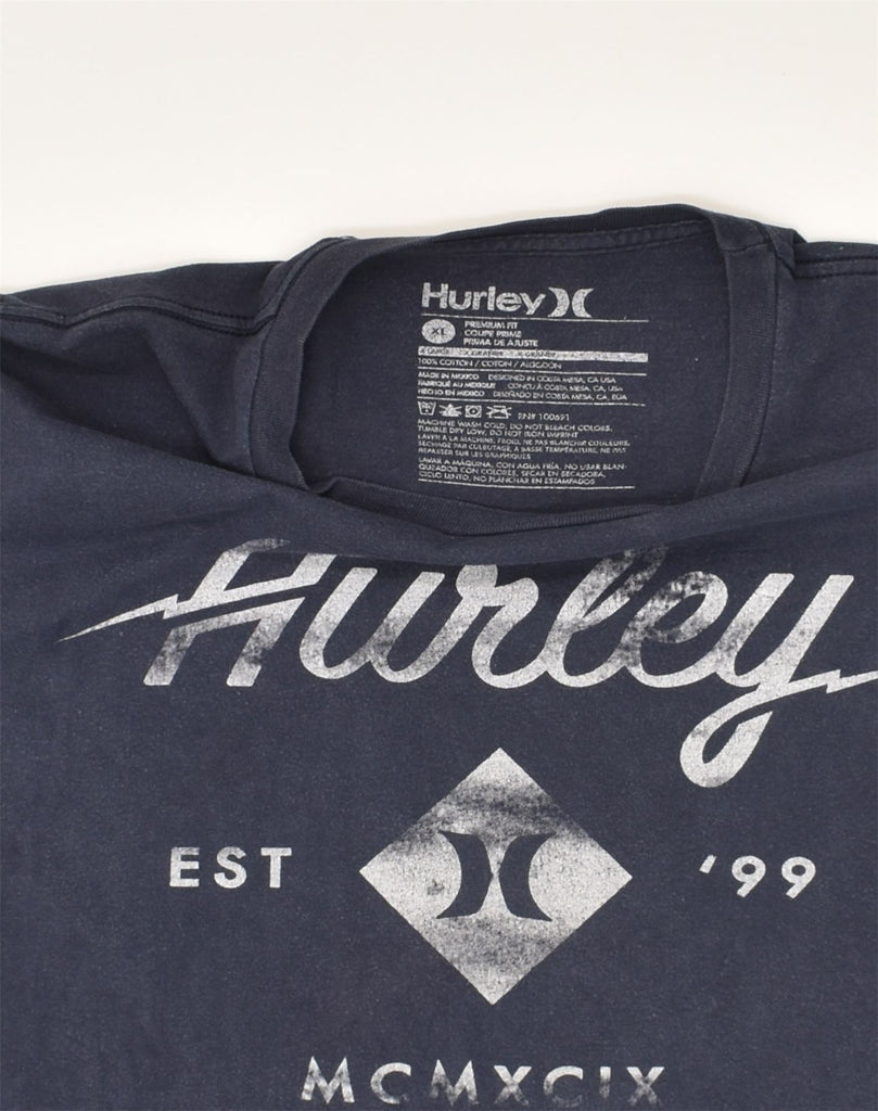 HURLEY Mens Premium Fit Graphic T-Shirt Top XL Navy Blue Cotton | Vintage Hurley | Thrift | Second-Hand Hurley | Used Clothing | Messina Hembry 