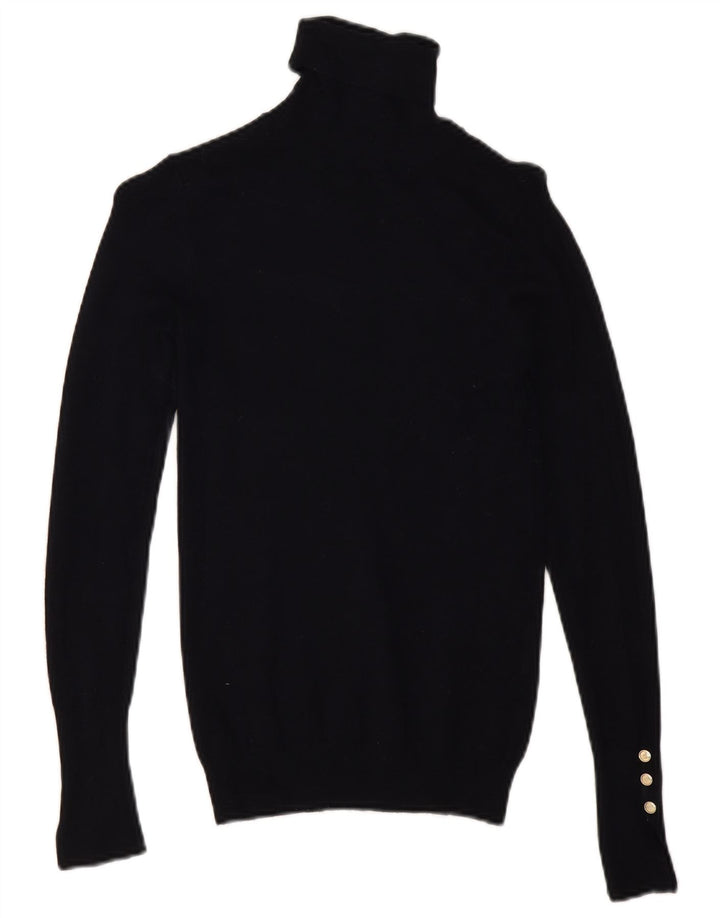 Zara Womens Roll Neck Jumper Sweater UK 8 Small Navy Blue Viscose