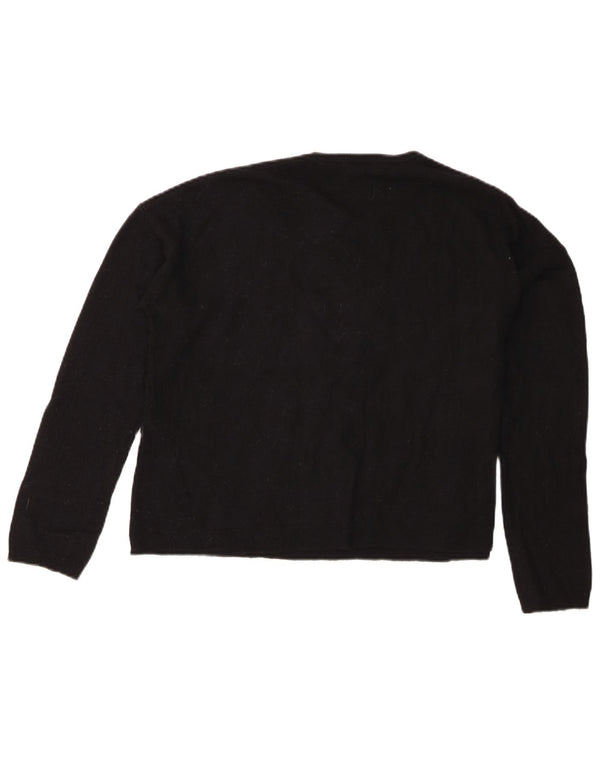 Liu Jo Girls Graphic Crew Neck Jumper Sweater 13-14 Years Black Viscose