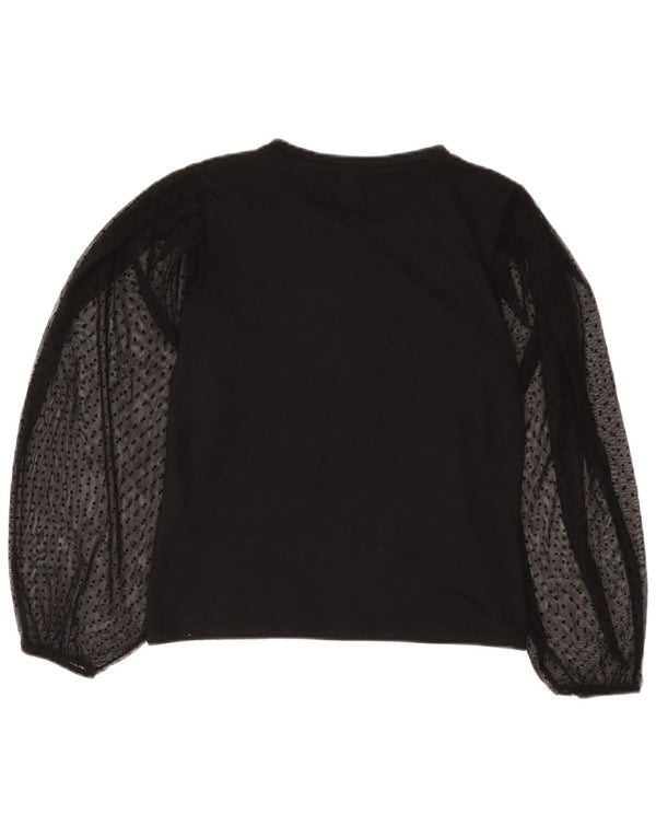 Zara Womens Long Sleeve Blouse Top UK 10 Small Black Polka Dot Polyester