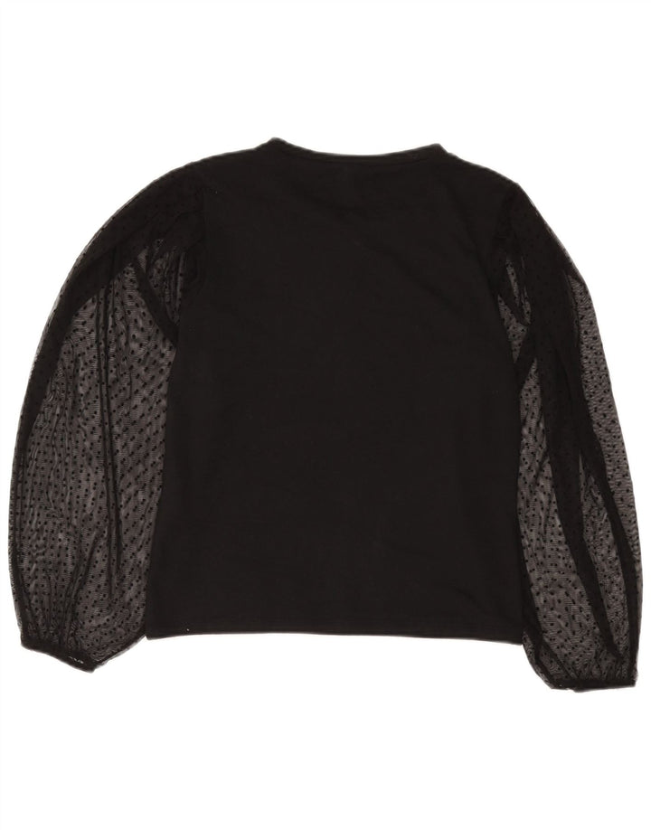 Zara Womens Long Sleeve Blouse Top UK 10 Small Black Polka Dot Polyester