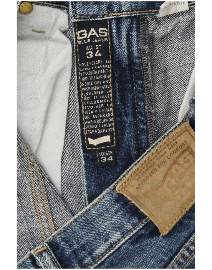 Gas Mens Bootcut Jeans W34 L34 Blue Cotton