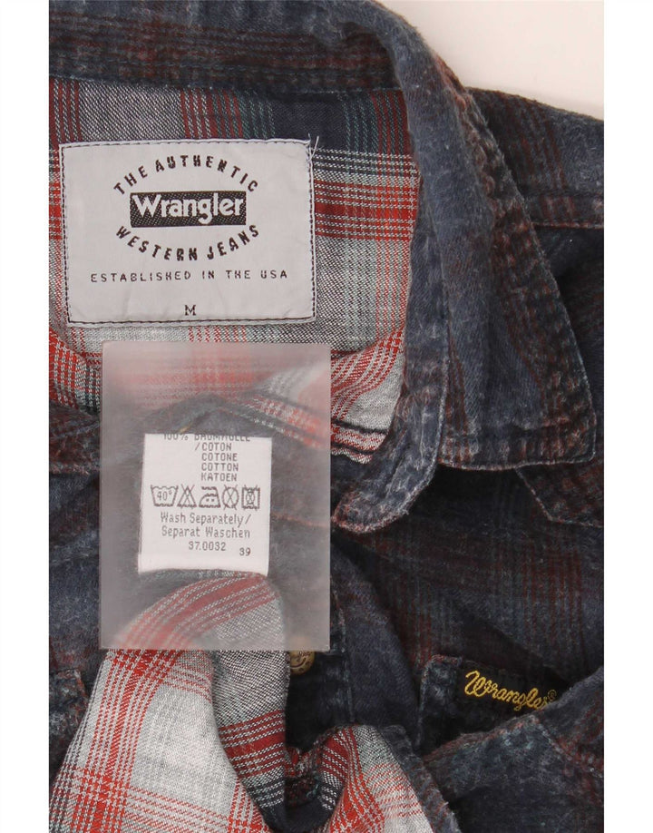 Wrangler Boys Western Flannel Shirt 12-13 Years Medium Blue Check Cotton