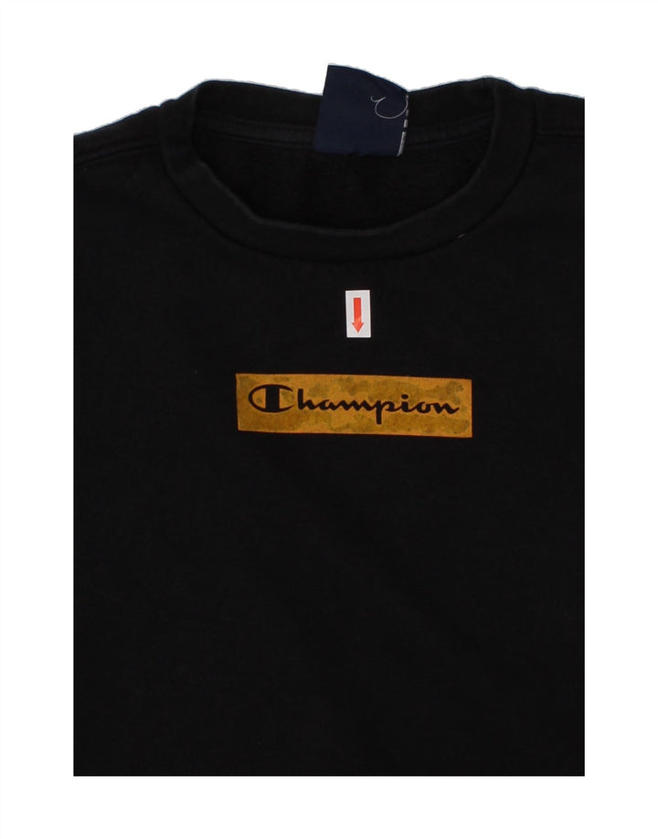 CHAMPION Boys Graphic Sweatshirt Jumper 7-8 Years Small Black Cotton Vintage Champion and Second-Hand Champion from Messina Hembry 