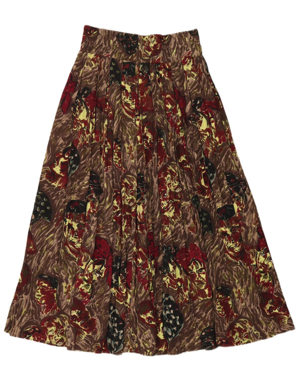 Vintage Womens Graphic Pleated Skirt Medium W30 Brown Viscose