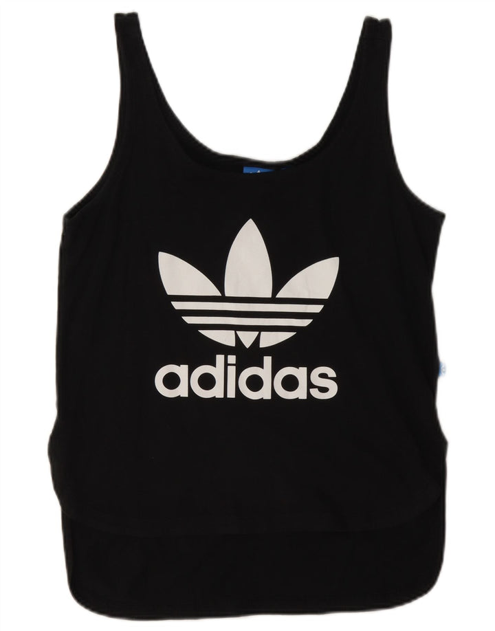 Adidas Womens Graphic Vest Top UK 10 Small Black Cotton