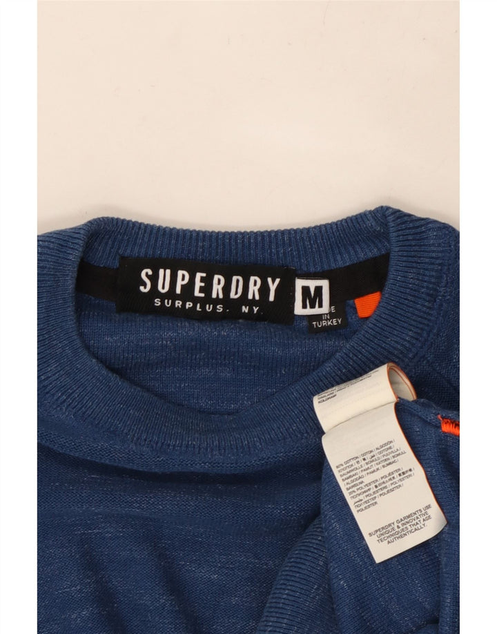 SUPERDRY Mens Crew Neck Jumper Sweater Medium Blue Flecked Cotton