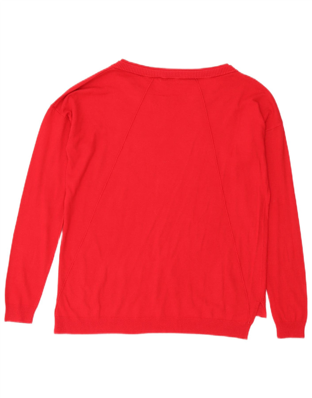 Vintage Womens Oversized Boat Neck Jumper Sweater UK 10 Small Red