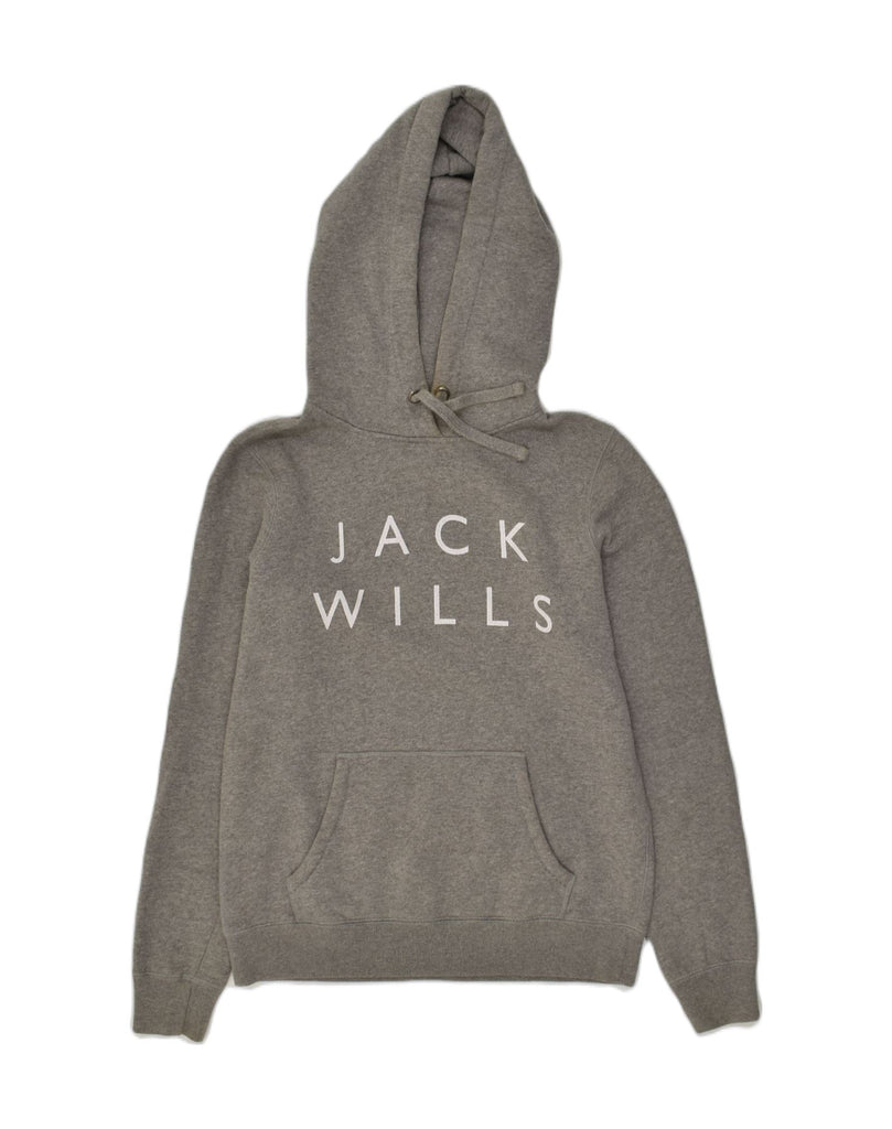 JACK WILLS Womens Classic Fit Graphic Hoodie Jumper UK 10 Small Grey | Vintage Jack Wills | Thrift | Second-Hand Jack Wills | Used Clothing | Messina Hembry 