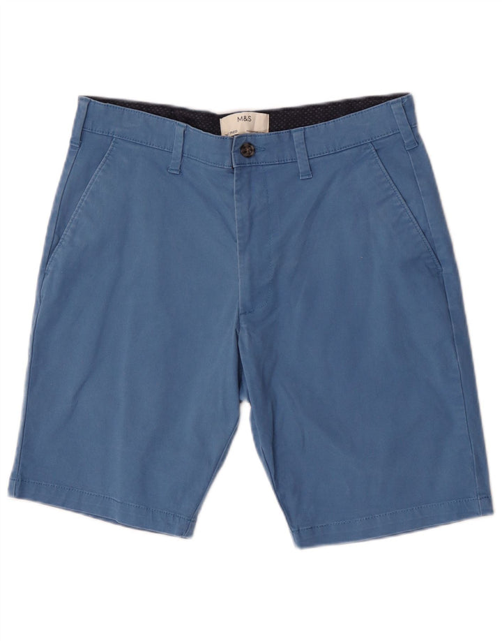 Marks & Spencer Mens Chino Shorts W30 Medium Blue Cotton