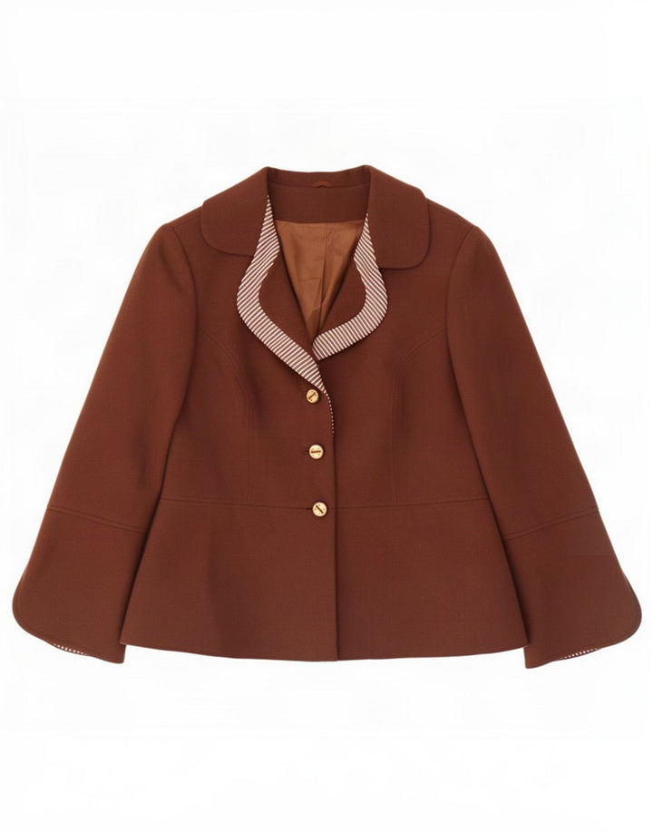 Vintage Womens 3 Button Blazer Jacket IT 50 XL Brown