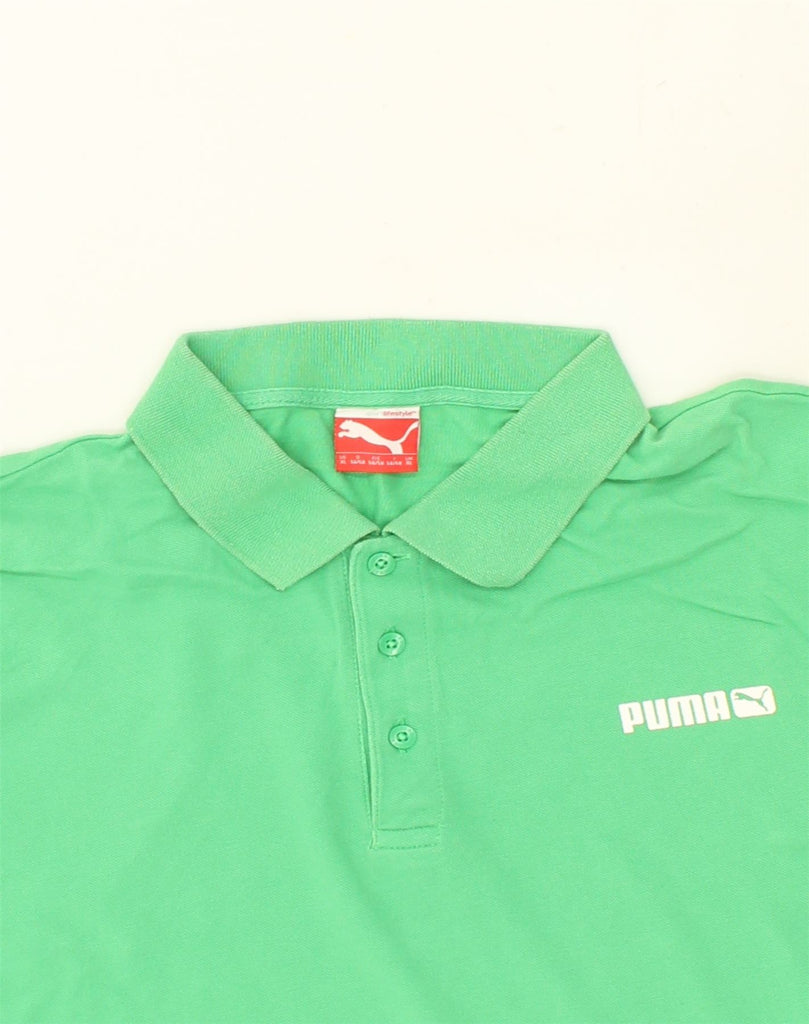 PUMA Mens Polo Shirt XL Green | Vintage Puma | Thrift | Second-Hand Puma | Used Clothing | Messina Hembry 