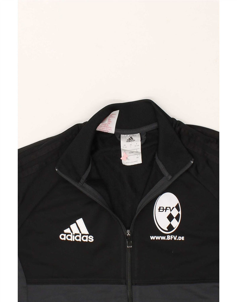 ADIDAS Boys Graphic Tracksuit Top Jacket 13-14 Years Black Colourblock Vintage Adidas and Second-Hand Adidas from Messina Hembry 