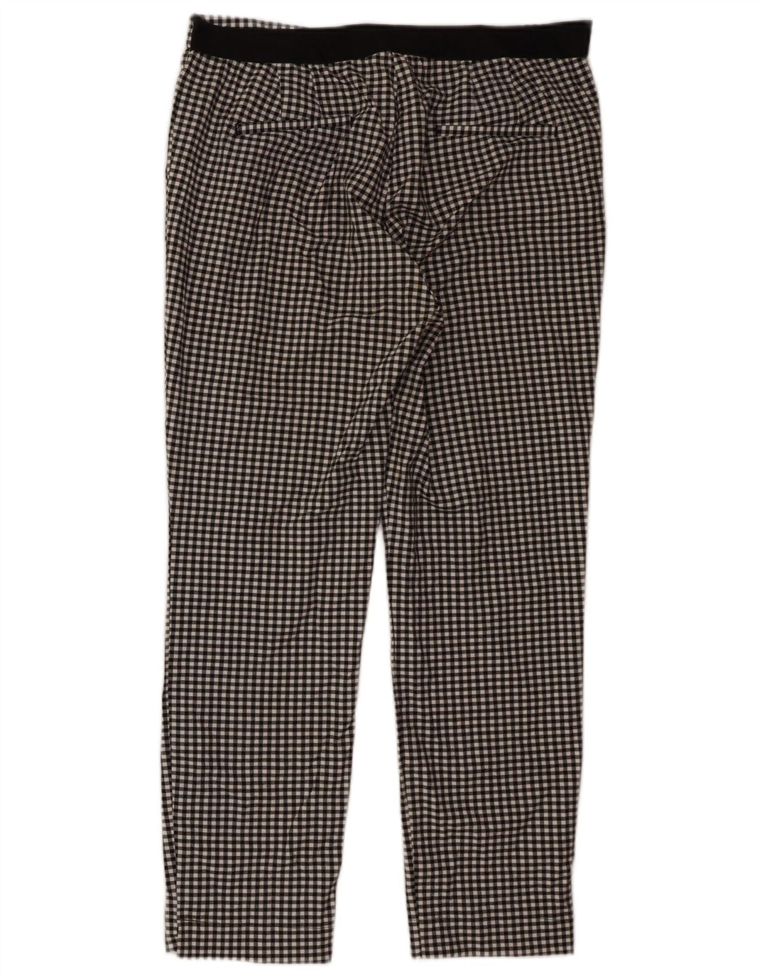 Zara Womens Slim Chino Trousers XL W32 L27 Black Gingham Polyester