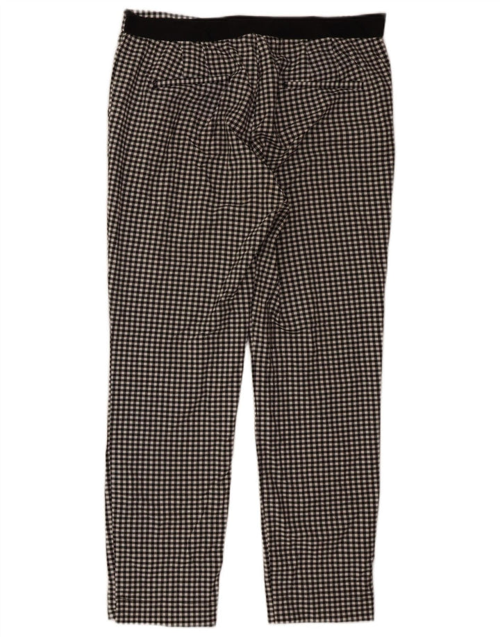 Zara Womens Slim Chino Trousers XL W32 L27 Black Gingham Polyester
