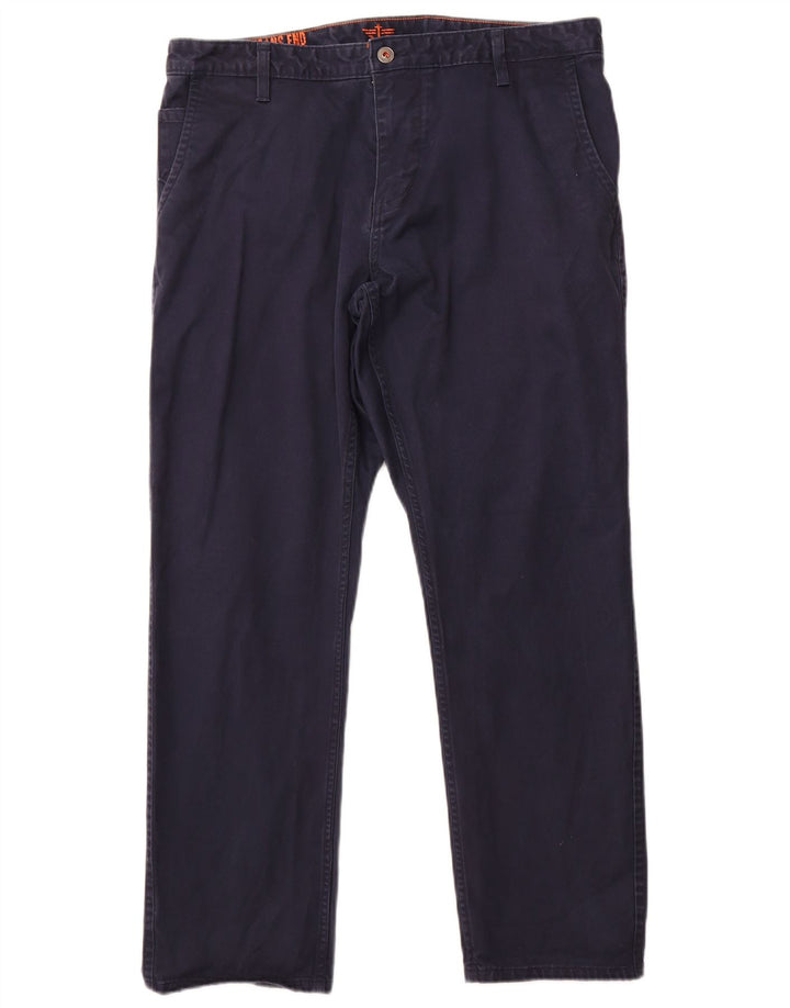 Dockers Mens Straight Chino Trousers W36 L30 Navy Blue Cotton