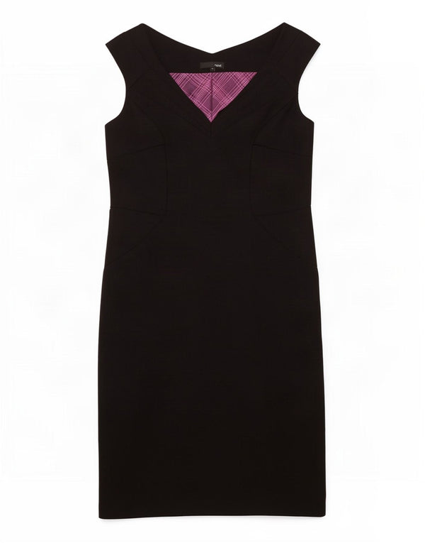 Next Womens Sleeveless Sheath Dress UK 10 Small Black Polyester