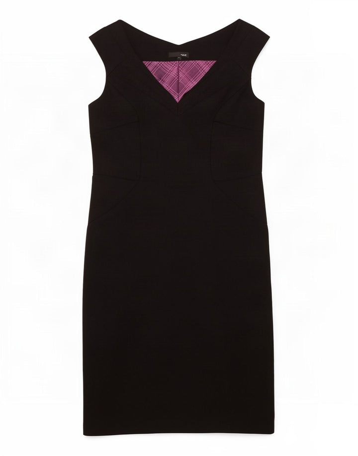 Next Womens Sleeveless Sheath Dress UK 10 Small Black Polyester