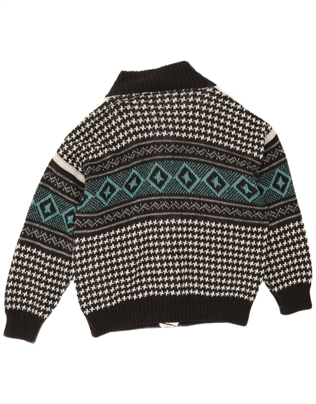 Vintage Mens Cardigan Sweater XL Multicoloured Geometric