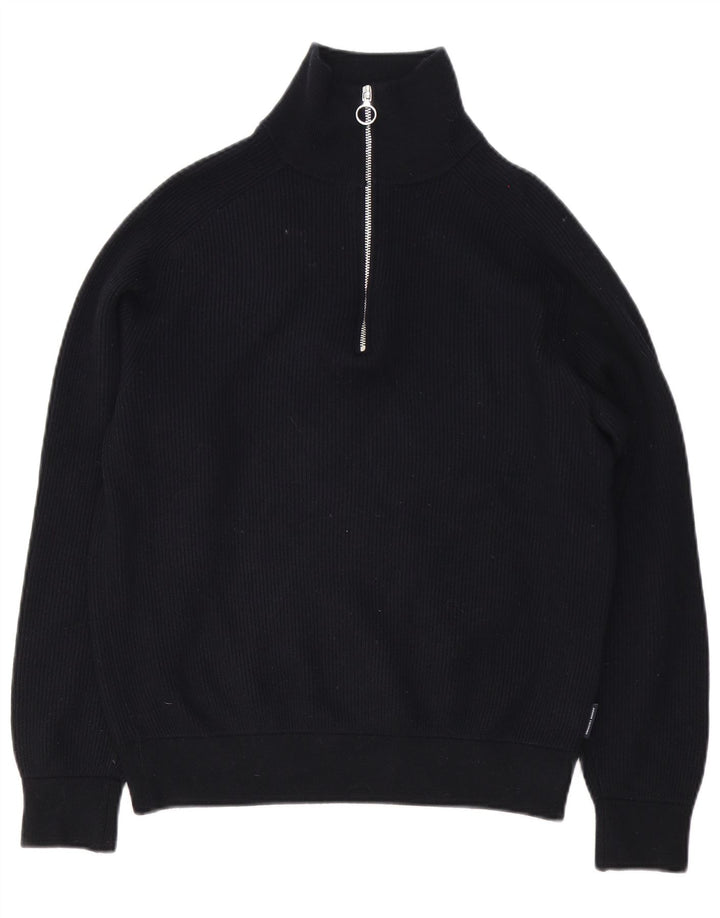 Armani Exchange Mens Zip Neck Jumper Sweater Large Black Cotton
