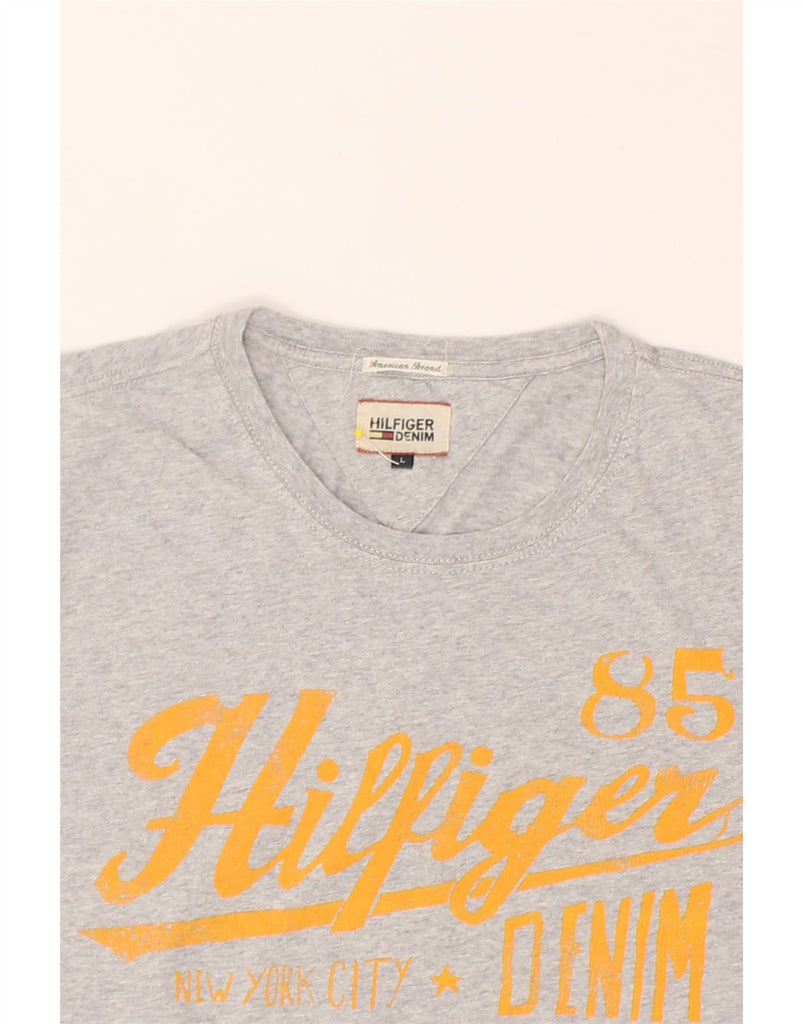 TOMMY HILFIGER Mens Graphic T-Shirt Top Large Grey Cotton | Vintage Tommy Hilfiger | Thrift | Second-Hand Tommy Hilfiger | Used Clothing | Messina Hembry 