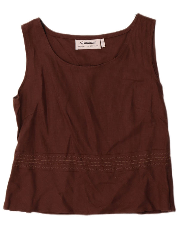 Steilmann  Womens Sleeveless Blouse Top UK 14 Medium Brown Linen