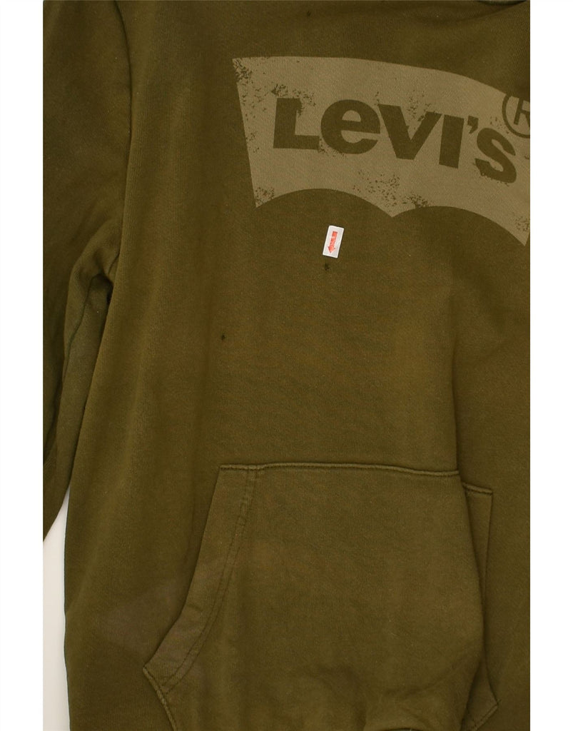 LEVI'S Mens Graphic Hoodie Jumper Medium Khaki Cotton | Vintage Levi's | Thrift | Second-Hand Levi's | Used Clothing | Messina Hembry 