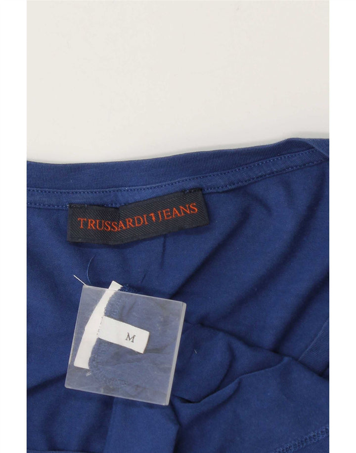 Trussardi Jeans Womens Graphic T-Shirt Top UK 14 Medium Blue